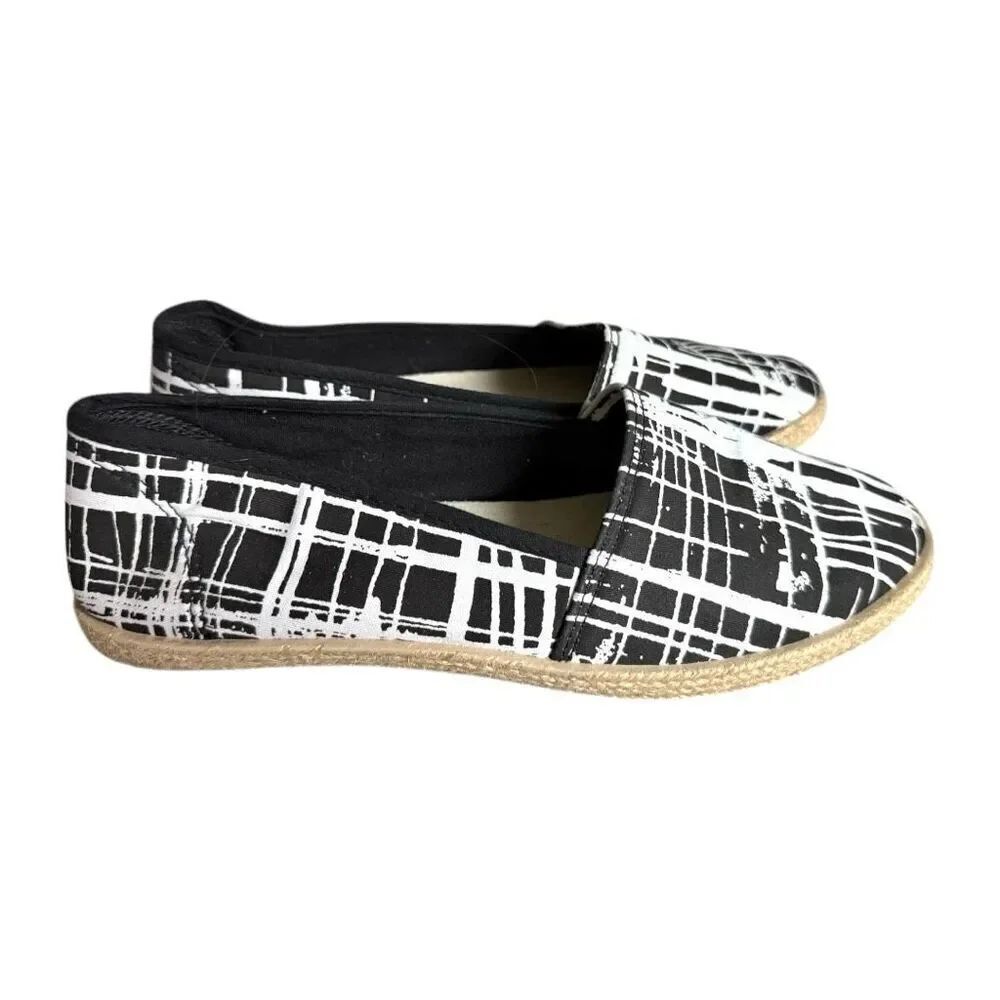 Womens Bongo Black & White Jute Casual Ballet Flats Slip Ons Shoes Loafers - 10